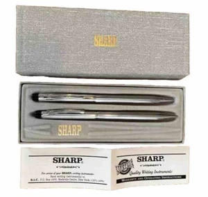 Vintage Sharp Pen & Pencil Set in Box Silver Color Pen Needs Replacement Ink - Picture 1 of 4
