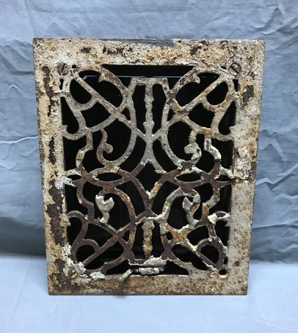 Antique Cast Iron Victorian Heat Grate Floor Register Mocha 7x9 VTG Old 1179-23B Cover