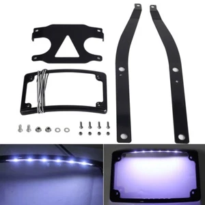 Curved License Plate Mount Bracket & LED Frame 18+ for Harley Fat Bob FXFB FXFBS - Picture 1 of 11