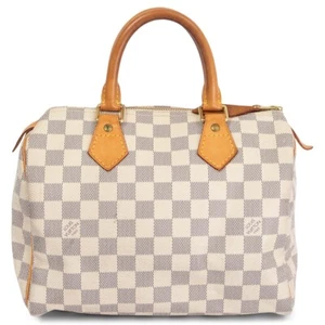 67093 auth LOUIS VUITTON white Damier Azur Canvas SPEEDY 25 Bag - Picture 1 of 8