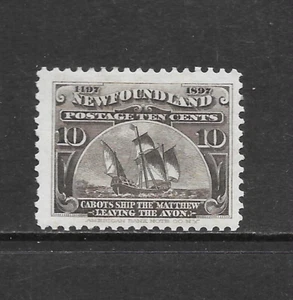 NEWFOUNDLAND SCOTT 68 MH EN MUY BUEN ESTADO - 1897 10c EMISIÓN NEGRO MARRÓN - "MATTHEW" - Imagen 1 de 2