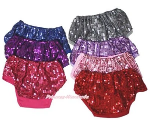 Newborn Infant Baby Bling Sparkle Sequins Bloomer Cotton Pantie 6m-3Year - Picture 1 of 8
