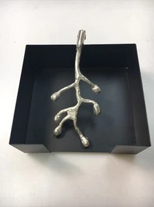 Vibhsa Napkin Holder Dinning Decor and Housewarming Gift Black & Silver - Picture 1 of 8
