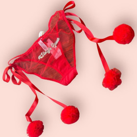 AGENT PROVOCATEUR 'SLEIGH QUEEN' RED POM POM SEXY TIE SIDE BRIEF SIZE S/M BNWT