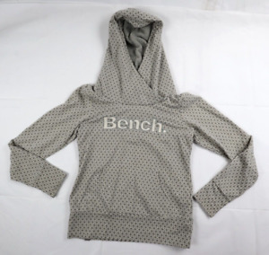 Bench Hoodie Women's Small (S) Gray Ivory Print Spell-out Hooded Sweatshirt