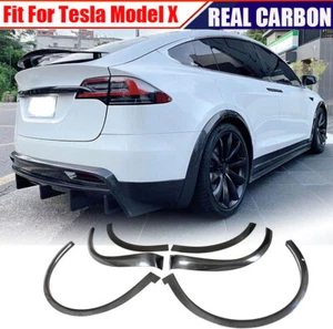 Fits Tesla Model X 2016-21 REAL CARBON Wheel Arch Fender Flares Eyebrow Trim - Picture 1 of 15