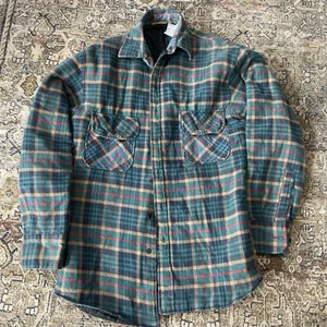 Sports Afield Shirt Small Plaid Quilted Lined Flannel Workwear Vintage Green Red - Picture 1 of 8