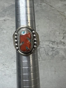 Anillo Coral Plata Esterlina Suroeste Vintage Talla 7 H122 - Imagen 1 de 14