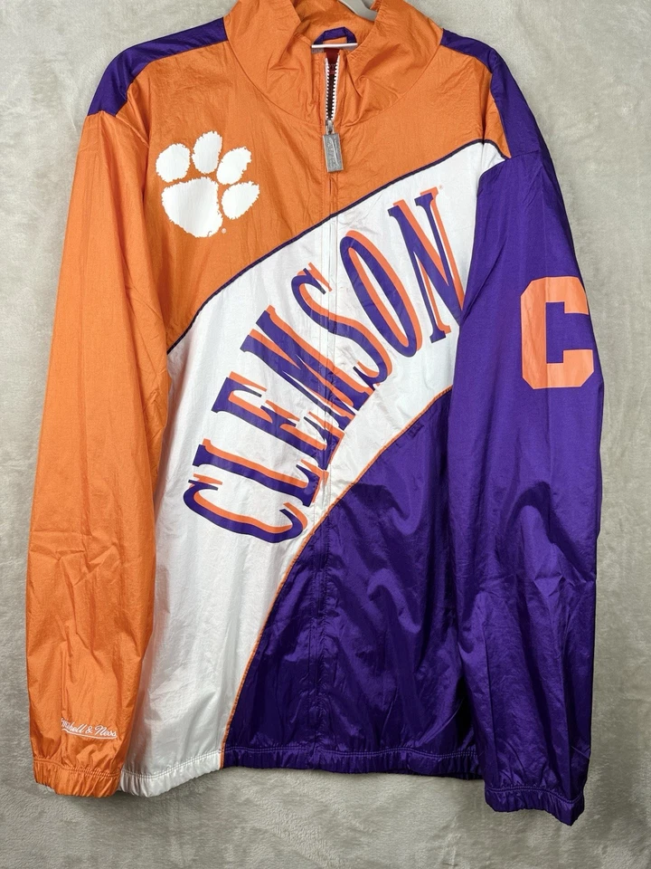 Cortavientos Mitchell & Ness Clemson Tigers cremallera completa retro forrado para hombre talla 2XL Foto 1 de 4