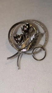 Vintage Anstecknadel silberfarben Rose - Bild 1 von 4