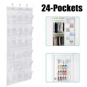 24 Pocket Hanging Shoe Holder Storage Box Over Door Rack Hanger Closet Organizer - Picture 1 of 7