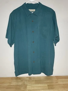 Tommy Bahama Herren Extra Large türkis einfarbig 100 % Seide Camp Kurzarm Hemd! - Bild 1 von 22