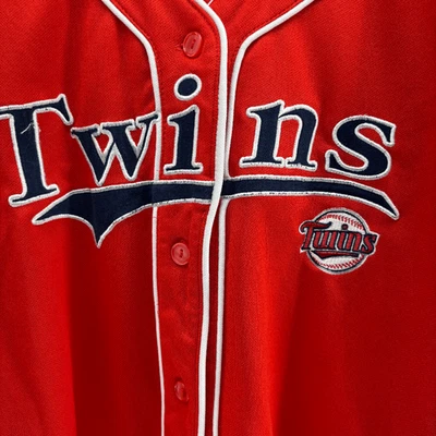 Twins Large Spellout Campus Lifestyle Red Baseball Jersey Size Youth Small - Image 1 of 4