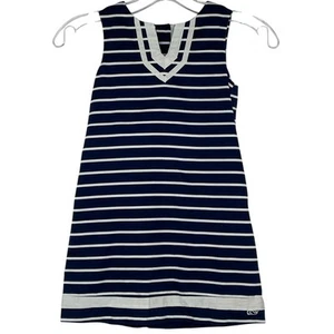 Vineyard Vine Navy Blue Stripped Girl's dress size 5 Coastal pockets - Picture 1 of 10