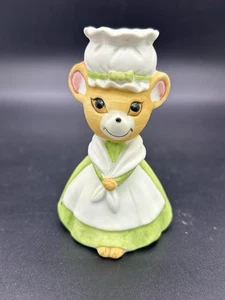 Vintage Lefton Pin Cushion Thimble Holder Mouse Yellow Dress Porcelain S14 - Picture 1 of 6