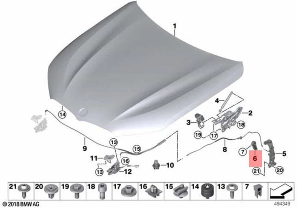 Palanca genuina BMW Alpina M5 B7 F90 para mecanismo de capó del motor negra 51237390755 Foto 1 de 1