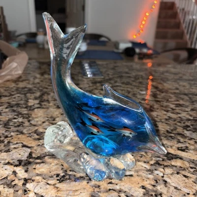 Pisapapeles escultura de cristal para acuario de 6 peceras grande vibrante de Murano Italia 8x6 Foto 1 de 4