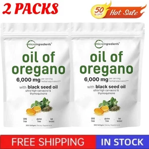 2X Oil of Oregano Black Seed Oil Immune Antioxidant  300 Softgels Capsules/Bag - Picture 1 of 13