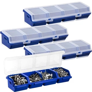 4 pcs Small Parts Storage Organizer Box with Lids Stackable Hardware Nail and... - Picture 1 of 6