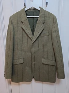 Vintage Sage Green Stripe Holden Tweef Blazer Jacket 40" Long Country - Picture 1 of 24