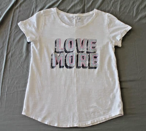 Camiseta Gap Easy para mujer mediana blanca Love More gráfica rosa azul - Imagen 1 de 4