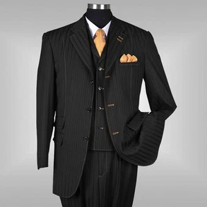 New Men's 3 piece Vested Elegant/Classic Striped Suit with Stitching Design 5267 - Picture 1 of 14