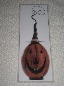 PRIMITIVE PUMPKIN WITH WITCH HAT LAMINATED BOOK MARK - Picture 1 of 1