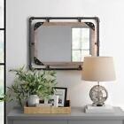 Miroir mural rectangle en bois pour tuyau industriel en métal 32 x 24 pouces