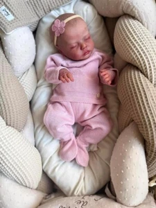 Muñeca bebé renacida 45 cm muñecas recién nacidas dormidas cuerpo de tela piel 3D juguete para el cabello pintado - Imagen 1 de 5