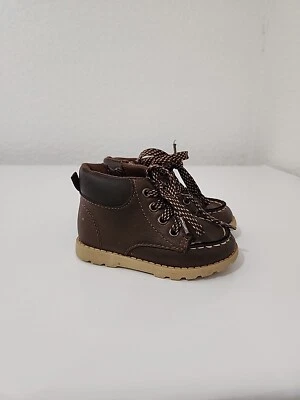 Carters Hiking Boots Baby/Toddler Size 6M Brown Lace Up with Side Zipper  - Image 1 of 4