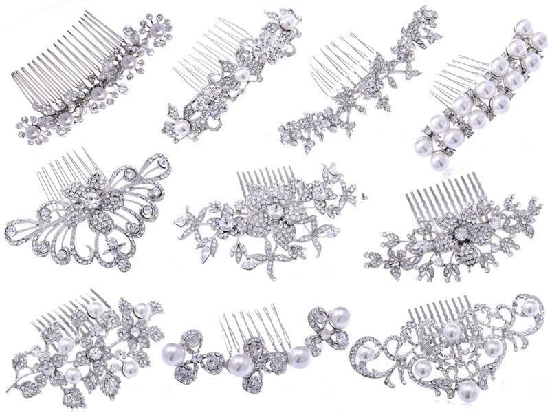 Lo último Plata Novia Boda Flor Perla Cabello Joyería Peine Clip Cristal Estrás Foto 1 de 1