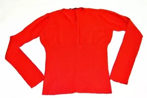 Demonia Damen Rippstrick Pullover Langarm V-Ausschnitt Oberteil Stretch Rot Größe Small - Bild 1 von 7