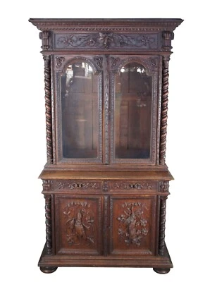 Antiguo armario estantería de roble tallado Enrique II francés del siglo XIX Foto 1 de 4