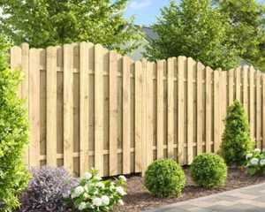 Bohlenzaun Holzzaun Rundbogen 180x180 cm Kiefer Tytus Sichtschutzzaun KDI (grün) - Bild 1 von 1