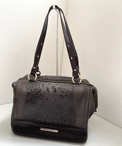 Brahmin STACY Doctors Bag Wilmington CrocEmbossed Leather Barrel Satchel HandBag - Picture 1 of 24