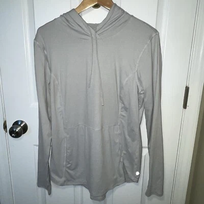 RBX Hoodie Womens Large Gray Striped Lightweight Polyester Pullover - Image 1 of 4