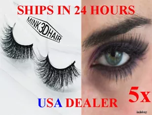Eyelashes 100% Hair Natural Long Eye Lashes - SHIPS IN 24 5 PAIRS - Picture 1 of 11