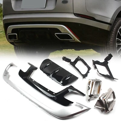Kit de carrocería difusora de parachoques trasero con puntas de escape para Range Rover Velar 17-19 plateado Foto 1 de 4