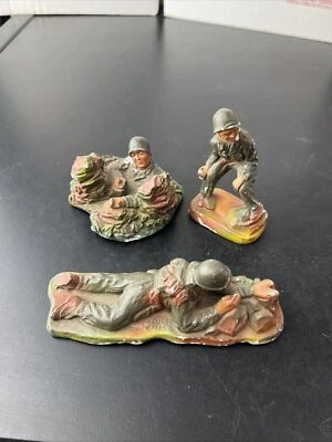 Vintage 1950 J.H. Figuras del ejército Miller Chalkware Foto 1 de 4