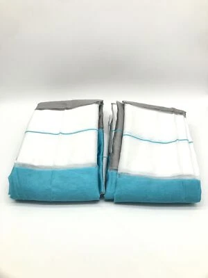 Ensemble rideau à œillets FKL DESIGN rayures turquoise semi-transparent 145 x... - Photo 1/4