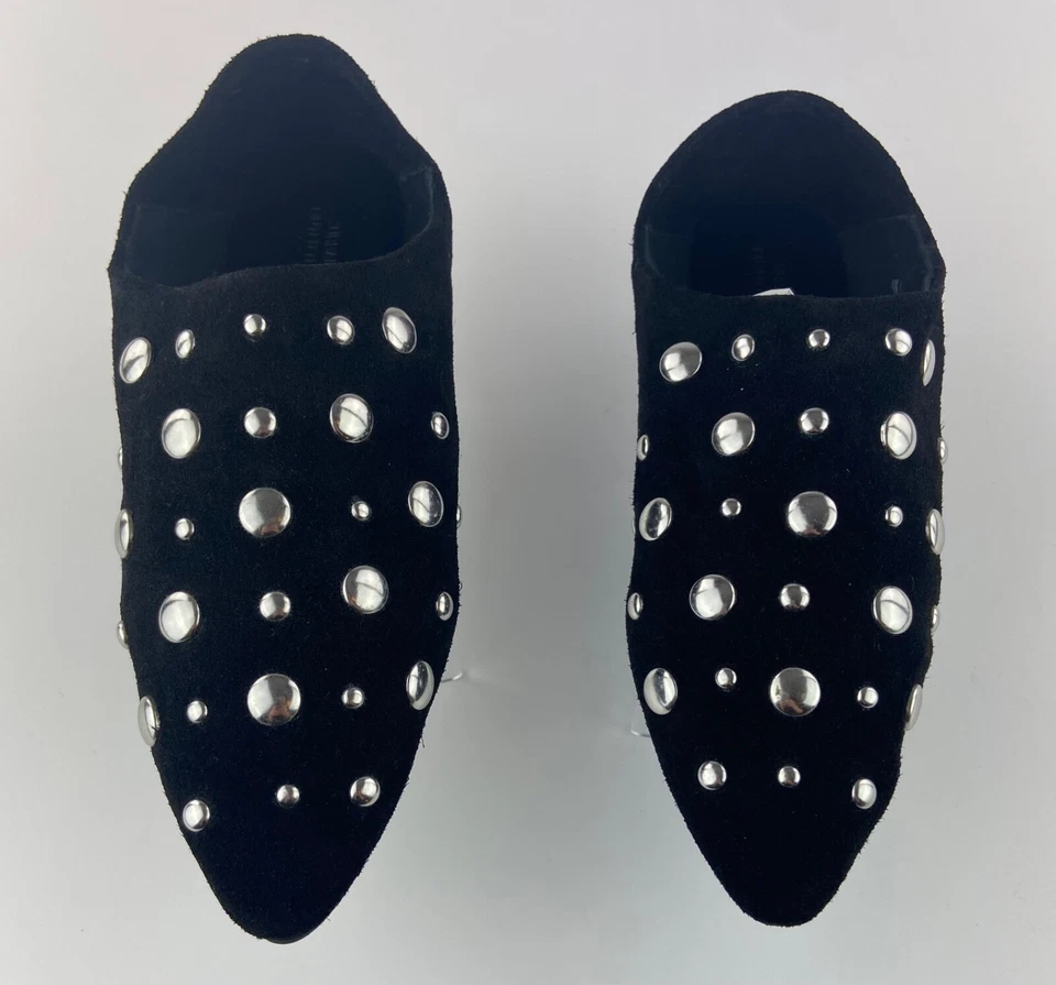  Urban Outfitters Black Suede Silver Studded Babouche Shoes Slip-on Flat SZ W 9 - Image 1 of 4