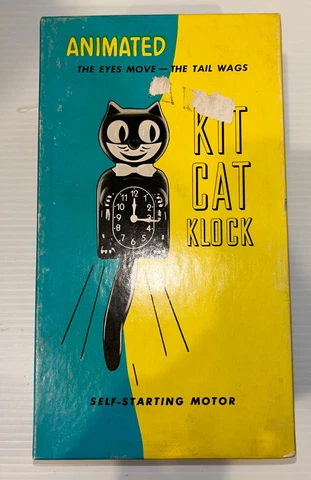 Vintage Original Kit Cat Klock Jeweled Orange Box Only. Those Eyes! Cover
