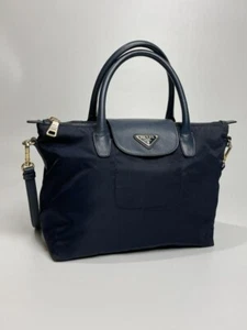 Prada Convertible Flap Tote Saffiano Leather Nylon Bag - Picture 1 of 10