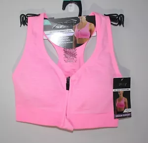 AVIA Damen Rosa Sport BH Gr. SM 34B Razorback Reißverschluss Gepolstert M Unterstützung Neu mit Etikett - Bild 1 von 3