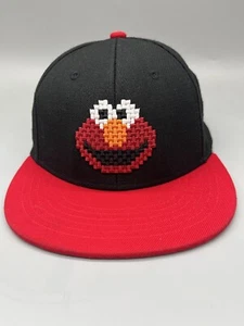 Elmo Sesame Street Sesame Place Pin Striped Black Red Adult Cap Hat Snapback - Picture 1 of 9