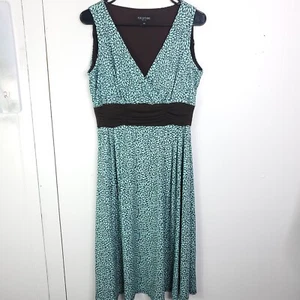 Perceptions Dress Womens 10P Empire Waist Babydoll Y2K Blue Brown Florals Midi - Picture 1 of 8