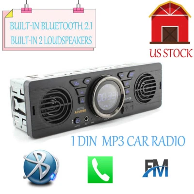 SD Car Radio Stereo MP3 Player Speaker In-Dash 12V 1 Din Bluetooth FM AUX USB TF - Image 1 of 4