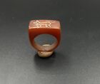 Antique Style Carnelian Agate Stone Intaglio Stamp Seal Jewelry Ring