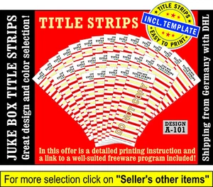 #A101) ⭐ 245 Jukebox Title Strips in RED ⭐ blank sheeds incl. PRINT-TEMPLATE - Picture 1 of 24