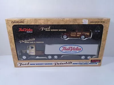 ERTL--TRUE VALUE STORES--FORD 1940 WOODY WAGON & PETERBILT 1948 CAB & TRAILER - Image 1 of 4